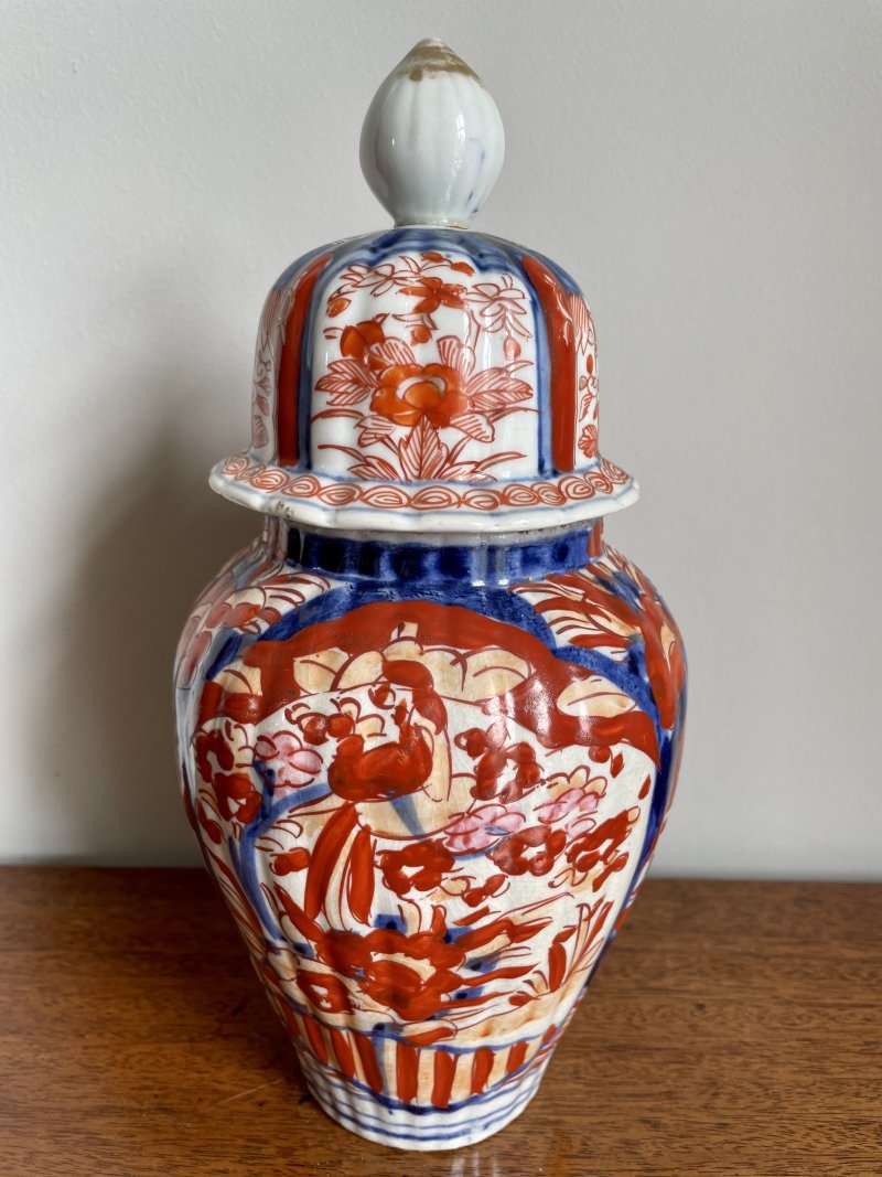 Antique Shaped Imari Vase with Lid